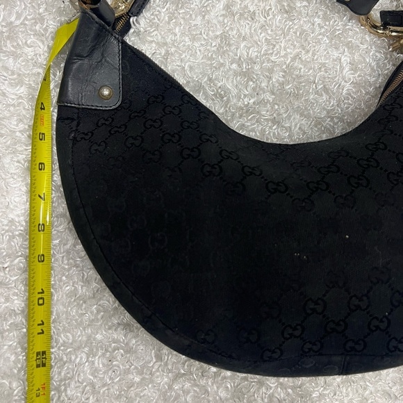 Gucci  Bamboo Ring Half Moon Medium Black Canvas - Picture 8 of 16